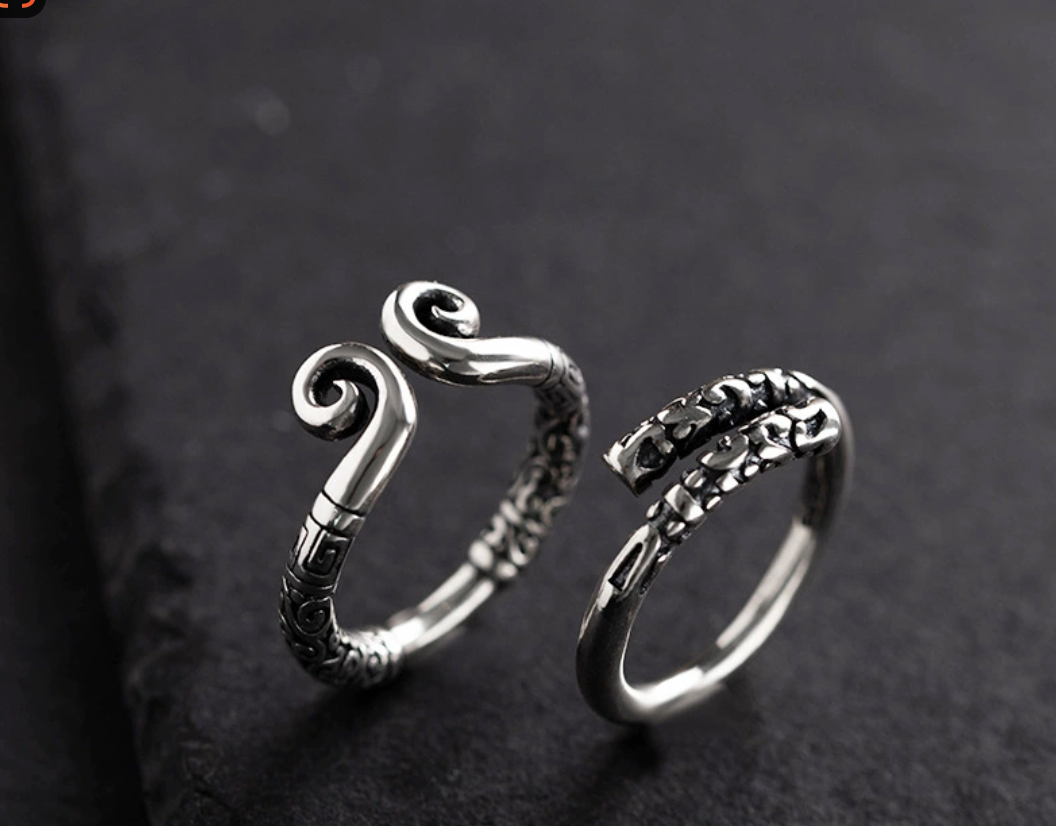 S925 Thai silver ring Sun Wukong tight hoop curse, golden hoop ring