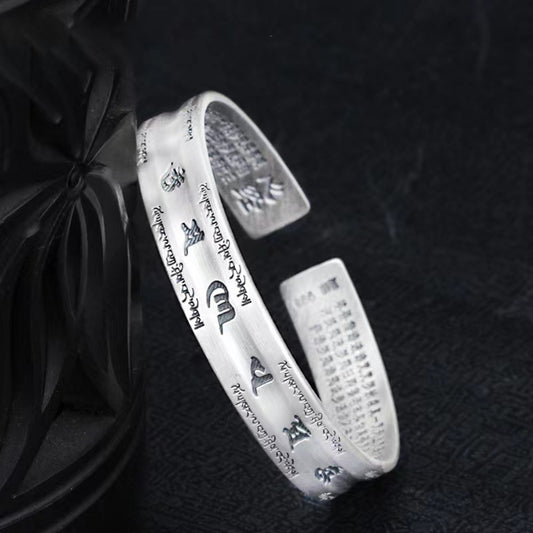 Heart Sutra Bracelet Tibetan Silver Bracelet Meditation Buddhist Bracelet