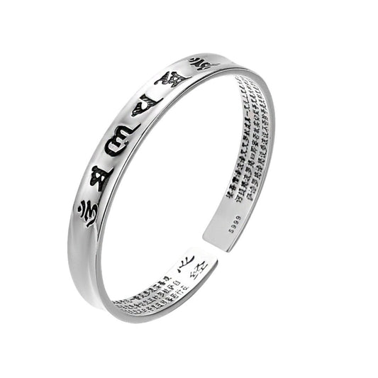 S999 sterling silver bracelet Heart Sutra open bracelet
