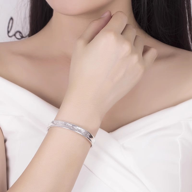 S999 sterling silver bracelet Heart Sutra open bracelet