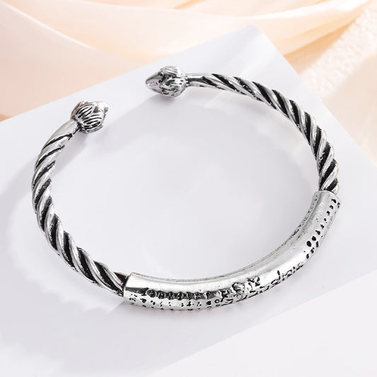 Tibetan style sterling silver heart sutra bracelet