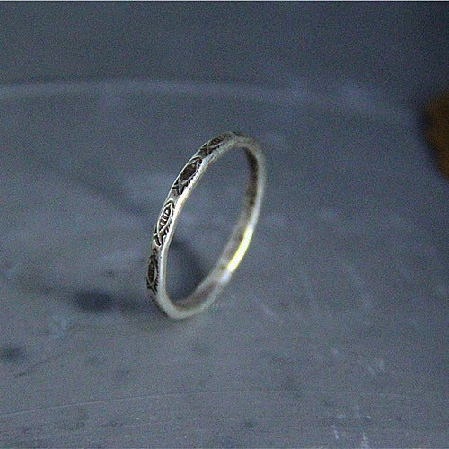S925 sterling silver ring a group of small fish pure handmade fish thin ring