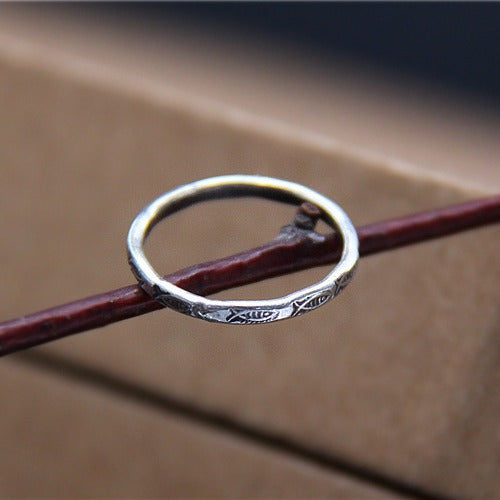 S925 sterling silver ring a group of small fish pure handmade fish thin ring