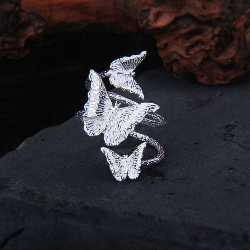 S925 Sterling Silver Adjustable Butterfly Wrap Ring