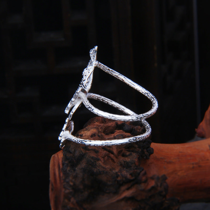 S925 Sterling Silver Adjustable Butterfly Wrap Ring