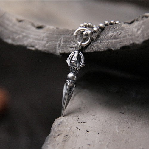 S925 sterling silver vintage vajra necklace pendant