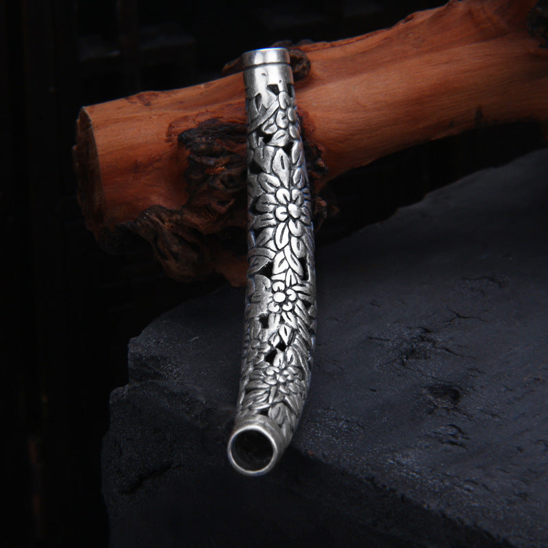 S999 pure silver hollow flower pendant