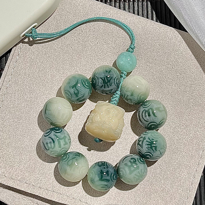 Carved Six-Syllable Mantra Bodhi bracelet cute bag pendant car keychain mobile phone chain (cat claw, lion head )style