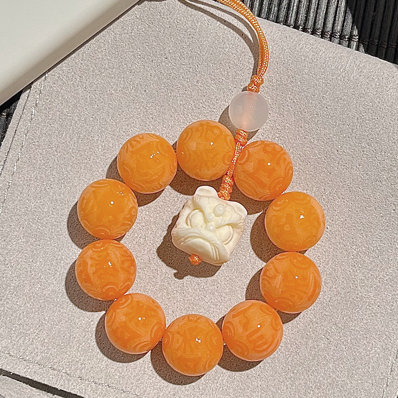 Carved Six-Syllable Mantra Bodhi bracelet cute bag pendant car keychain mobile phone chain (cat claw, lion head )style