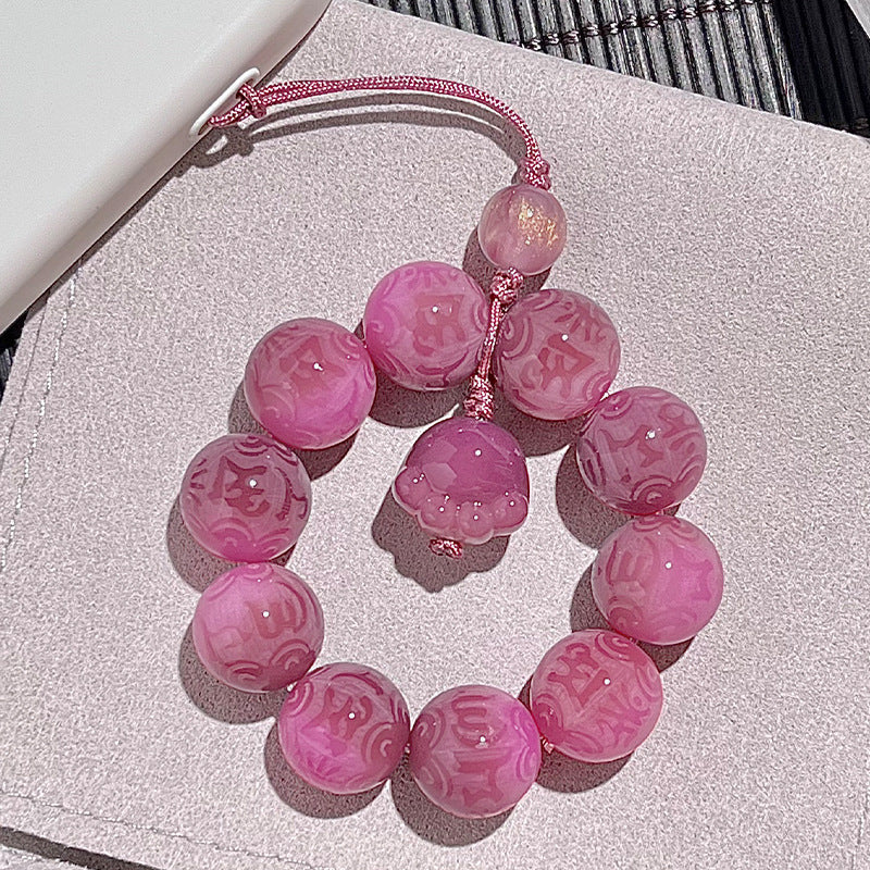 Carved Six-Syllable Mantra Bodhi bracelet cute bag pendant car keychain mobile phone chain (cat claw, lion head )style