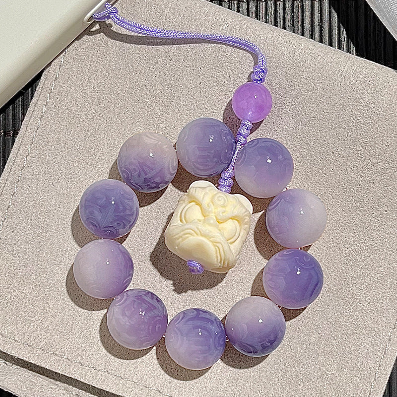 Carved Six-Syllable Mantra Bodhi bracelet cute bag pendant car keychain mobile phone chain (cat claw, lion head )style