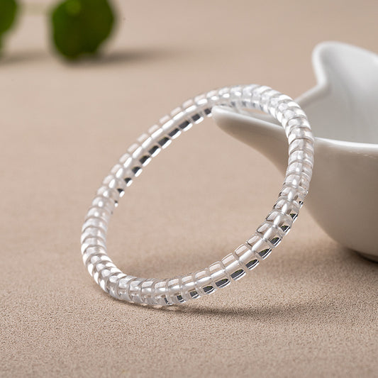 Natural White Crystal Precision-Cut Abacus Bead Bracelet - Unisex Design