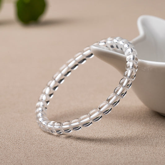 Natural White Crystal Precision-Cut Abacus Bead Bracelet - Unisex Design