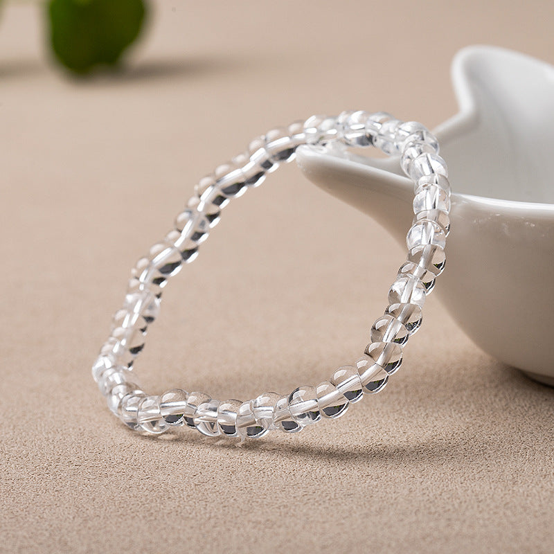 Natural White Crystal Precision-Cut Abacus Bead Bracelet - Unisex Design