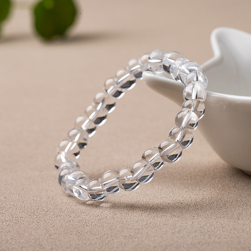 Natural White Crystal Precision-Cut Abacus Bead Bracelet - Unisex Design