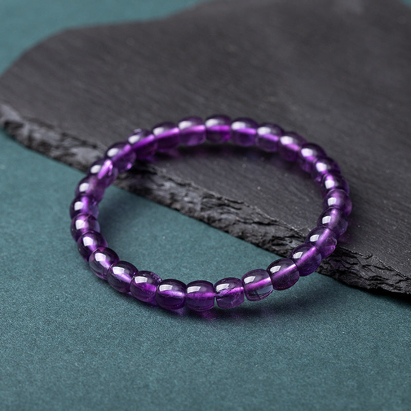 Natural Uruguayan Amethyst Bracelet - 5-7mm Purple Single-Strand Beaded Bracelet