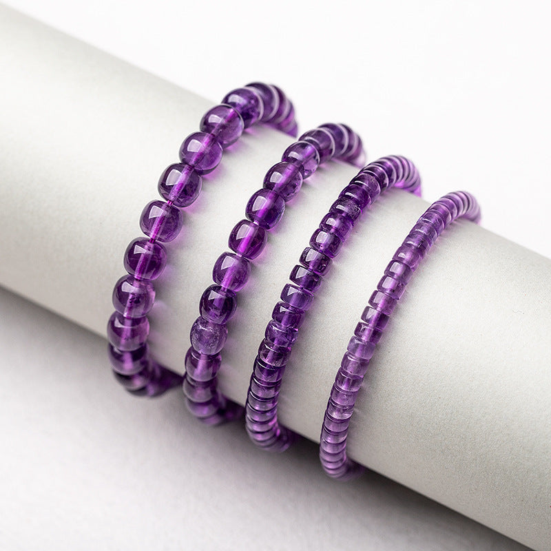 Natural Uruguayan Amethyst Bracelet - 5-7mm Purple Single-Strand Beaded Bracelet