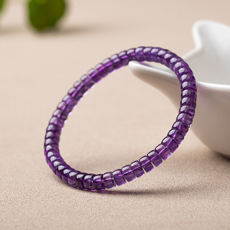 Natural Uruguayan Amethyst Bracelet - 5-7mm Purple Single-Strand Beaded Bracelet