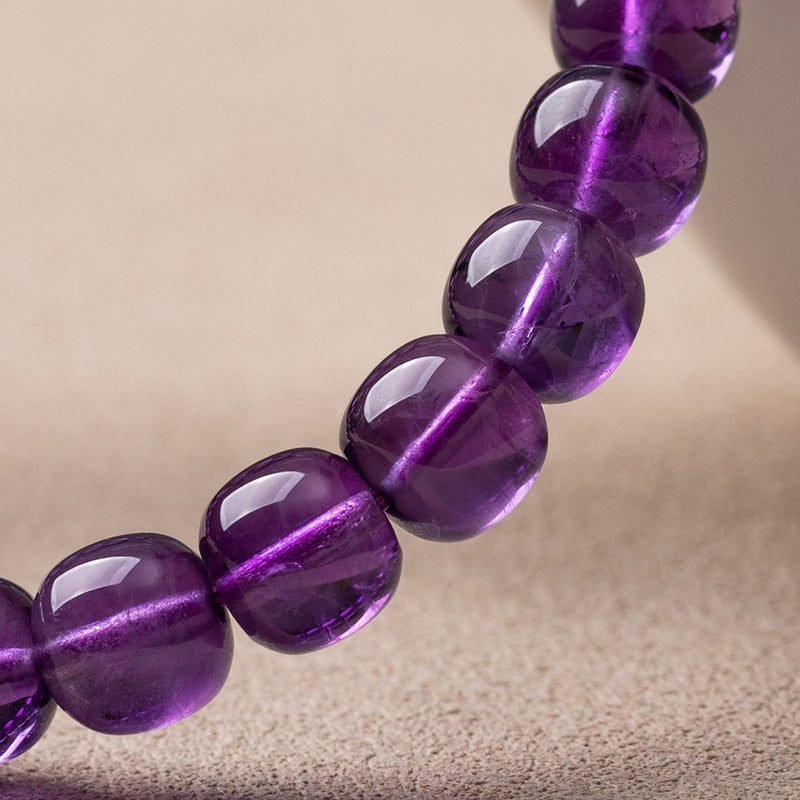 Natural Uruguayan Amethyst Bracelet - 5-7mm Purple Single-Strand Beaded Bracelet