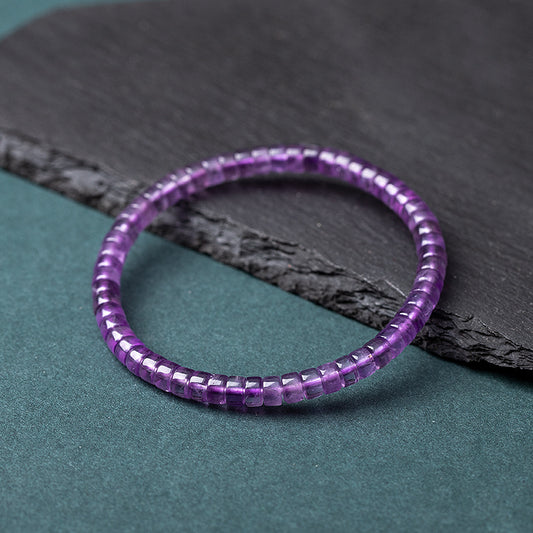 Natural Uruguayan Amethyst Bracelet - 5-7mm Purple Single-Strand Beaded Bracelet
