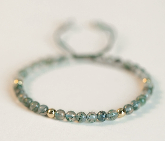 Green water grass agate bracelet women's crystal jewelry transfer beads hand-woven bracelet
