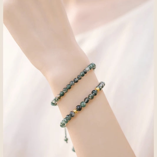 Green water grass agate bracelet women's crystal jewelry transfer beads hand-woven bracelet