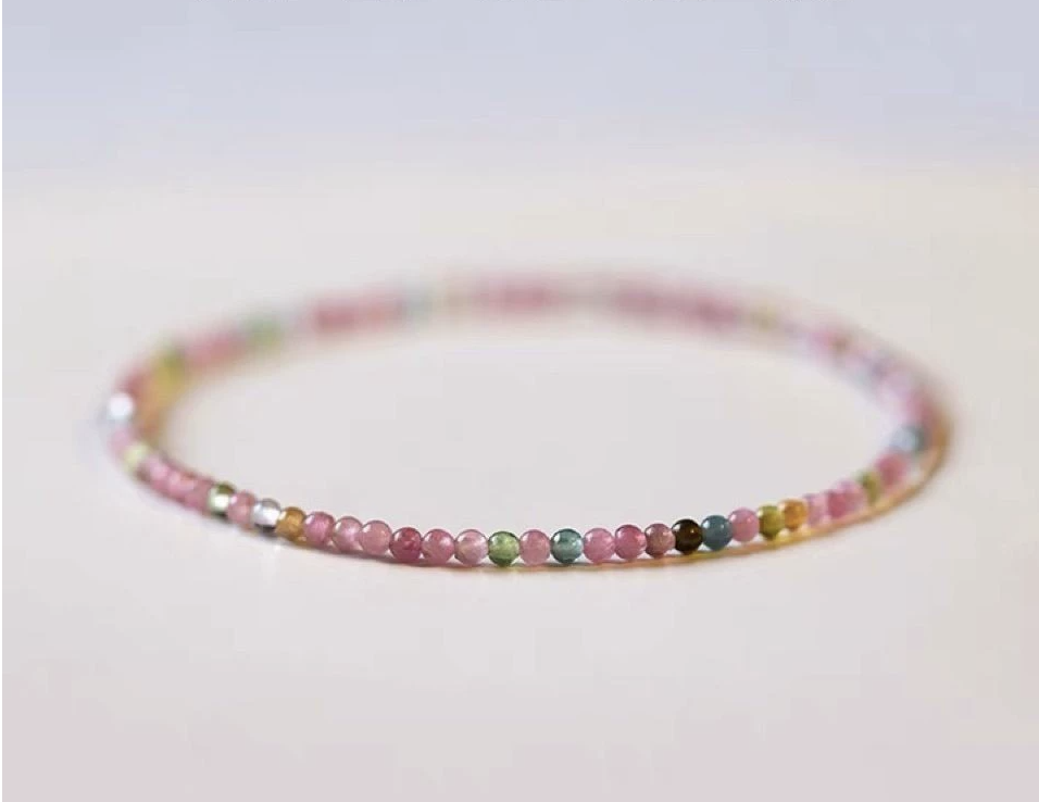 Rainbow Tourmaline Bracelet Beaded Gradient Bracelet