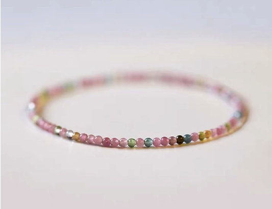 Rainbow Tourmaline Bracelet Beaded Gradient Bracelet