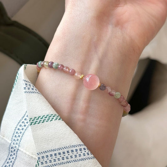Rainbow Tourmaline Bracelet Beaded Gradient Bracelet