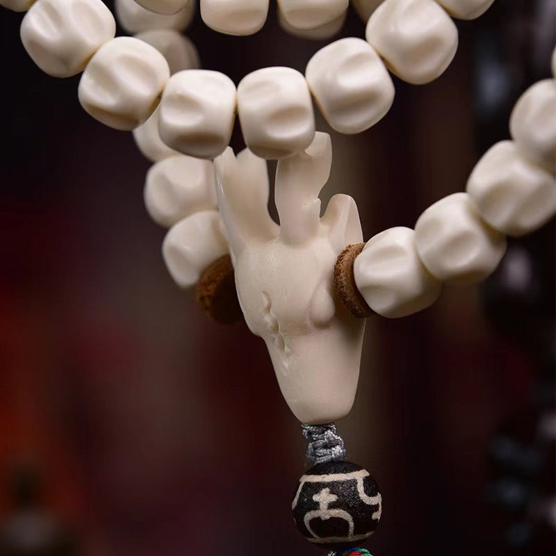 Natural Deer Antler 108 Mala Beads – Meditation Prayer Necklace