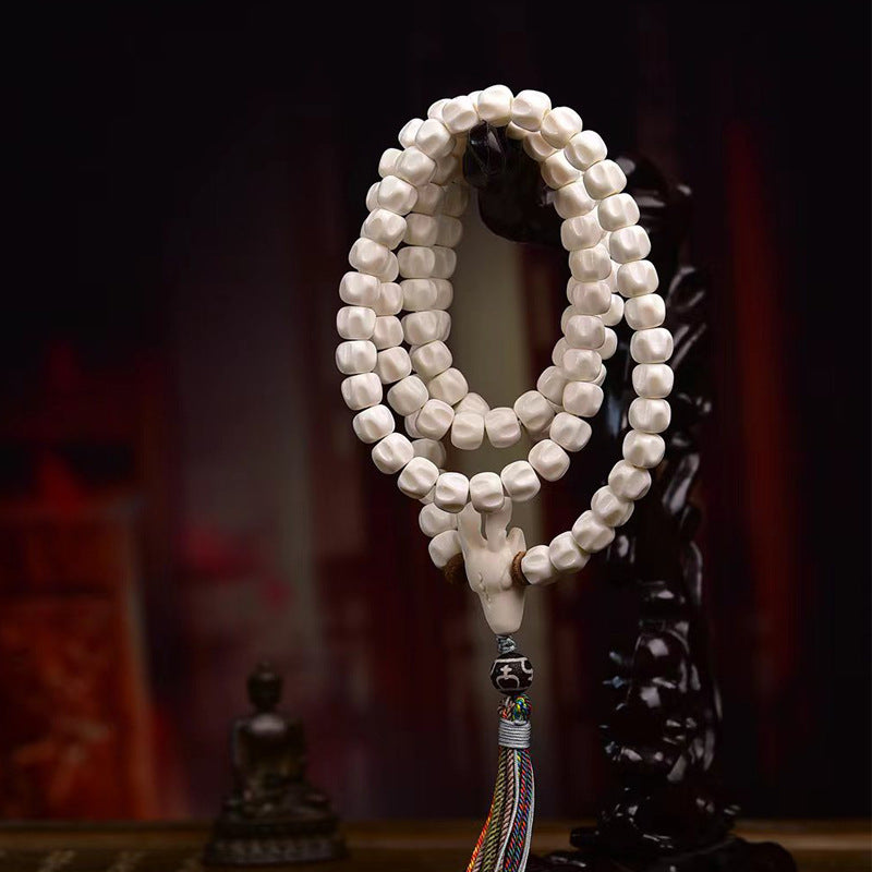 Natural Deer Antler 108 Mala Beads – Meditation Prayer Necklace