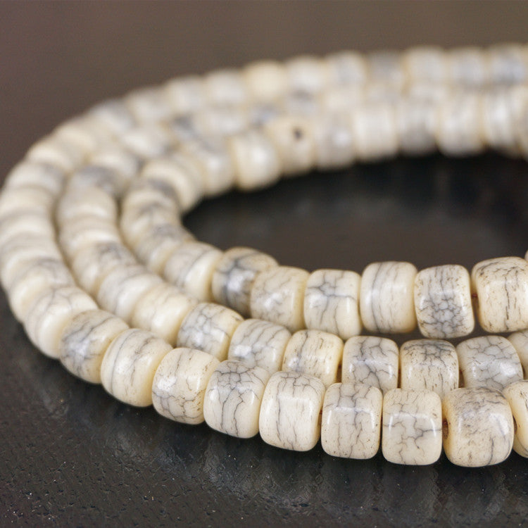 Yak bone old weathered Tibetan barrel bead bracelet with 108 beads