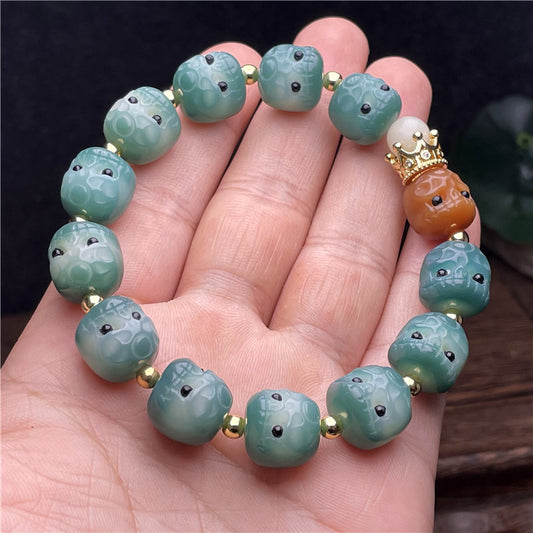 Cute white jade bodhi root bracelet for men and women