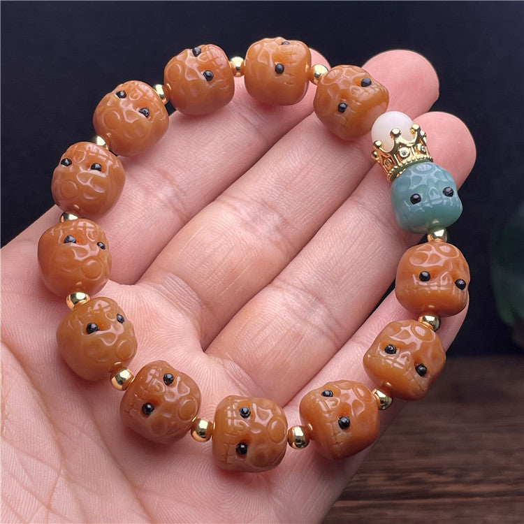 Cute white jade bodhi root bracelet for men and women