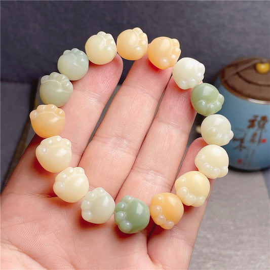 Cute Colorful Series Cat's Paw Bodhi Bracelet, Two Colors Available, 12mm