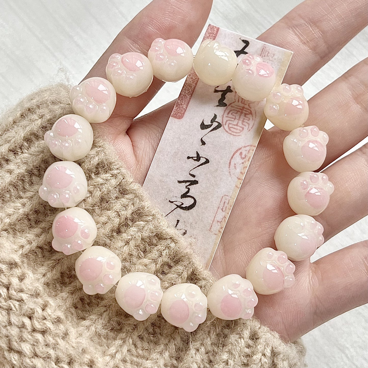 New Cute Color Series Cat Paw Bodhi Bracelet, Multiple Colors Available, 12-13mm