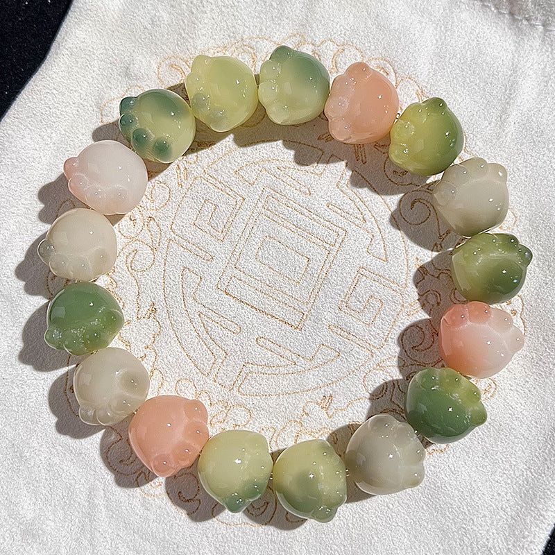 New Cute Color Series Cat Paw Bodhi Bracelet, Multiple Colors Available, 12-13mm