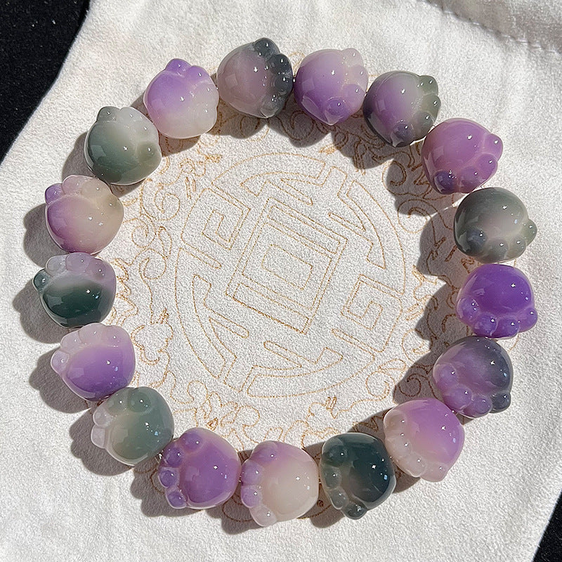 New Cute Color Series Cat Paw Bodhi Bracelet, Multiple Colors Available, 12-13mm
