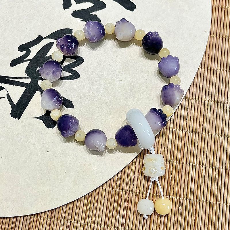 New cute colorful cat claw bodhi bracelet (with cat accessories), multiple colors available, 12-13mm