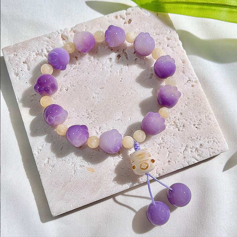 New cute colorful cat claw bodhi bracelet (with cat accessories), multiple colors available, 12-13mm