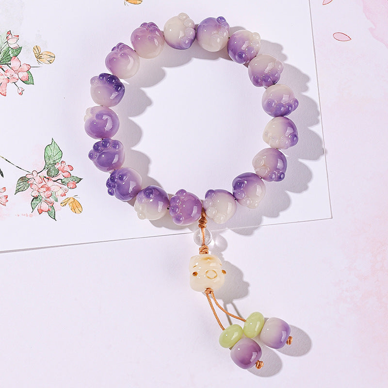 New cute colorful cat claw bodhi bracelet (with cat accessories), multiple colors available, 12-13mm