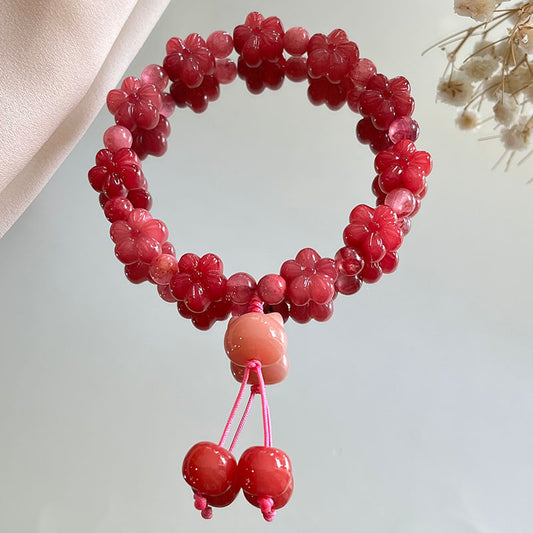 Flower and butterfly bodhi bracelet, unisex bodhi seed bracelet 12-13mm