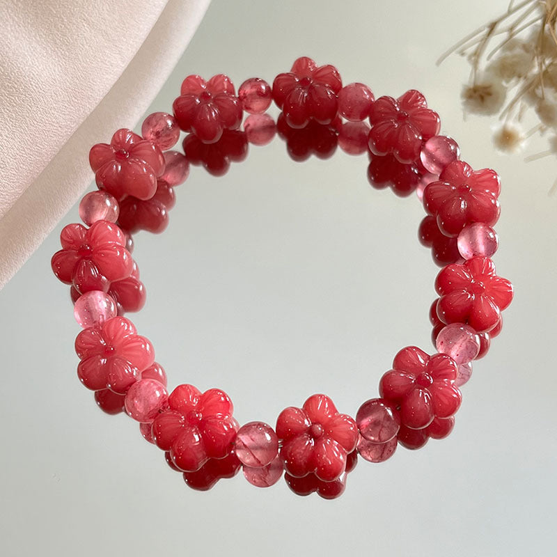 Flower and butterfly bodhi bracelet, unisex bodhi seed bracelet 12-13mm