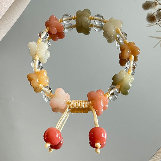 Flower and butterfly bodhi bracelet, unisex bodhi seed bracelet 12-13mm