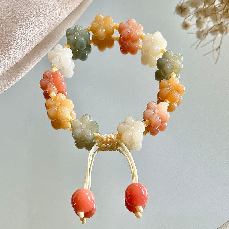 Flower and butterfly bodhi bracelet, unisex bodhi seed bracelet 12-13mm