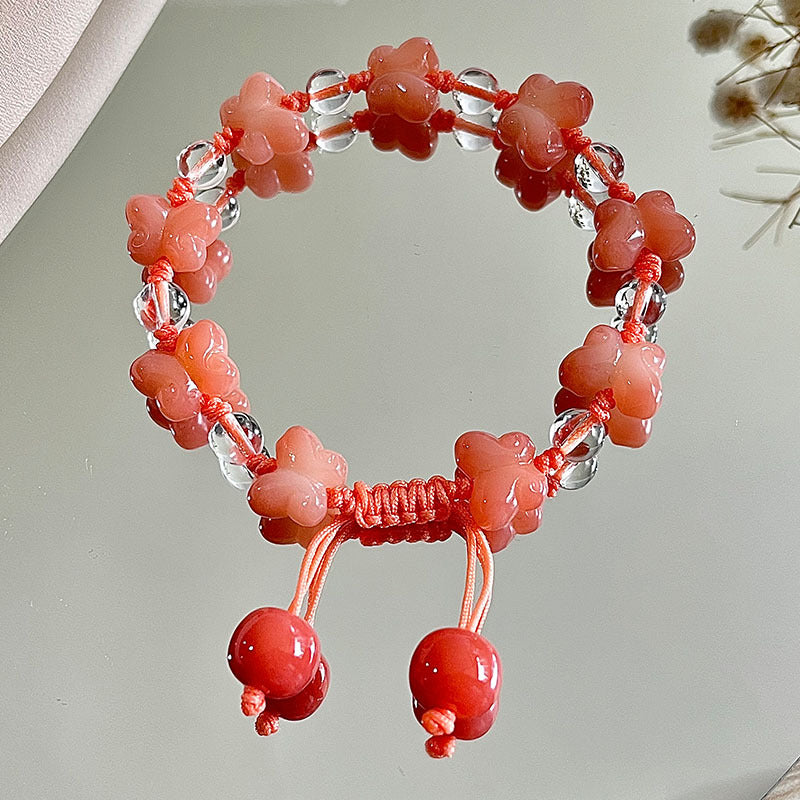Flower and butterfly bodhi bracelet, unisex bodhi seed bracelet 12-13mm