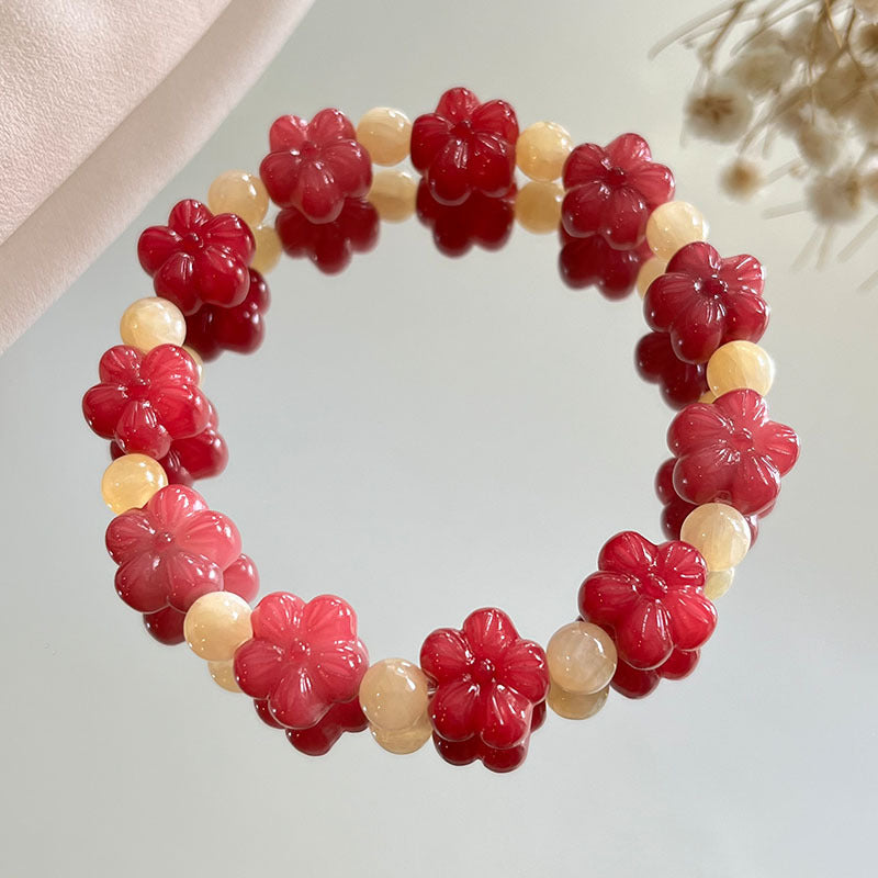 Flower and butterfly bodhi bracelet, unisex bodhi seed bracelet 12-13mm