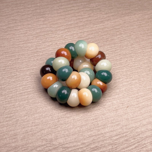 Garlic Clove Bodhi Multicolored Bead Bracelet 14mm for Stress Relief and Meditation