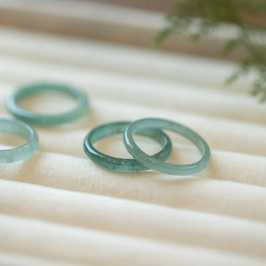 Natural A-Grade Icy Blue Jadeite Ring | Spiritual Couple Rings
