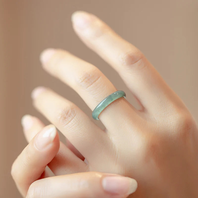 Natural A-Grade Icy Blue Jadeite Ring | Spiritual Couple Rings
